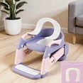 thumbnail image 2 of Soluxeo 3-In-1 Potty Training Seat, Adjustable and Foldable Step Stool with Safety Harnes, Upgrade Toddler Toilet Seat for Kids Boys Girls, Purple, 2 of 9