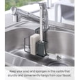 thumbnail image 2 of Yamazaki Home  Faucet-Hanging Sponge and Brush Holder, Steel, Holds 1.1 lbs - L 6.89 x W 5.51 x H  5.12 inches Black, 2 of 7