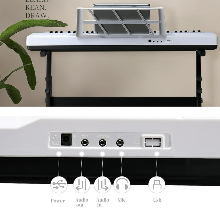 Glarry 61 Keys Keyboard Piano with Z Type Stand, Adjustable Height