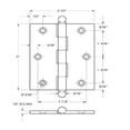 thumbnail image 2 of Deltana CH3025U3-UNL 3" x 2-1/2" Hinge; with Ball Tips; Unlacquered Bright Brass Finish, 2 of 2