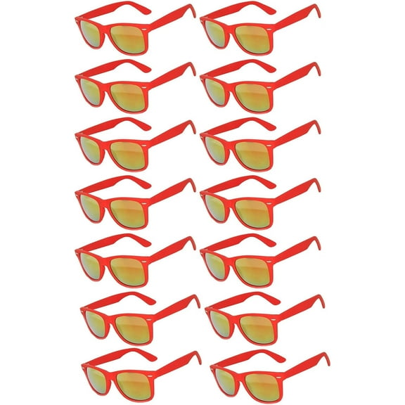 OWL Square Mirrored Sunglasses Mens Womens UV400 Protection Sunglasses in Bulk (14 Pack)