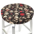 thumbnail image 3 of KLL rock record Skull Round Bar Chair Cushion Cover 12 inch ,Bar Stool Protector with Elastic, Soft Washable, 3 of 6