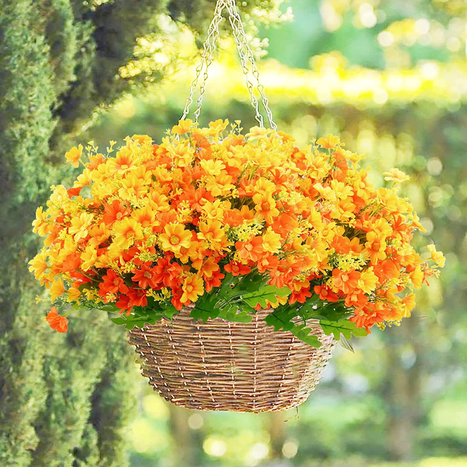Artificial Flowers for Outdoors, 12 Bundles Fake Flowers Bulk UV Resistant Daisy Flowers Plastic Greenery Shrub Plant Window Box Flowers for Wedding Garden Home Porch Summer Decor White