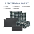 thumbnail image 2 of Amberspace Plaid Design 7-piece Bed in a Bag Comforter Set with Sheets,Navy Blue,Queen, 2 of 8