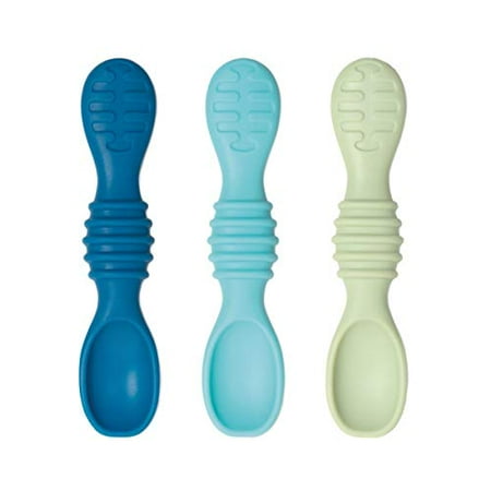 

Bumkins Utensils Silicone for Dipping Feeding Baby Led Weaning Training Spoons Ages 3 Months+ (3-Pack)