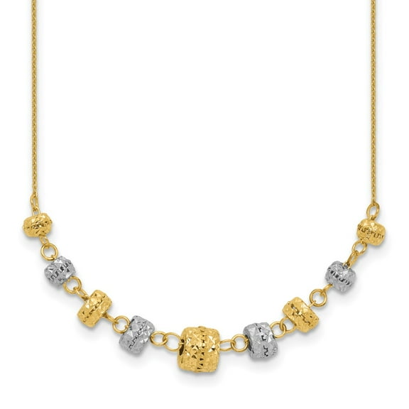 Primal Gold 14 Karat Two-Tone Diamond-cut Graduated Barrels Necklace