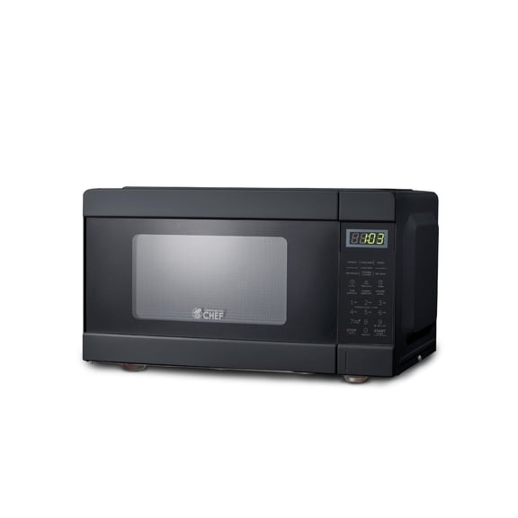 COMMERCIAL CHEF Micro-ondes de 0,9 pi³ avec 10 niveaux de puissance, bouton poussoir et sécurité enfant, micro-ondes de 900 watts avec commandes numériques, micro-ondes de comptoir avec minuterie et m