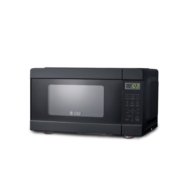 COMMERCIAL CHEF 0.9 Cu Ft Microwave with 10 Power Levels, Push Button and Child Lock, 900 Watt Microwave with Digital Controls, Countertop Microwave with Timer and Quick-Touch Menu, Black
