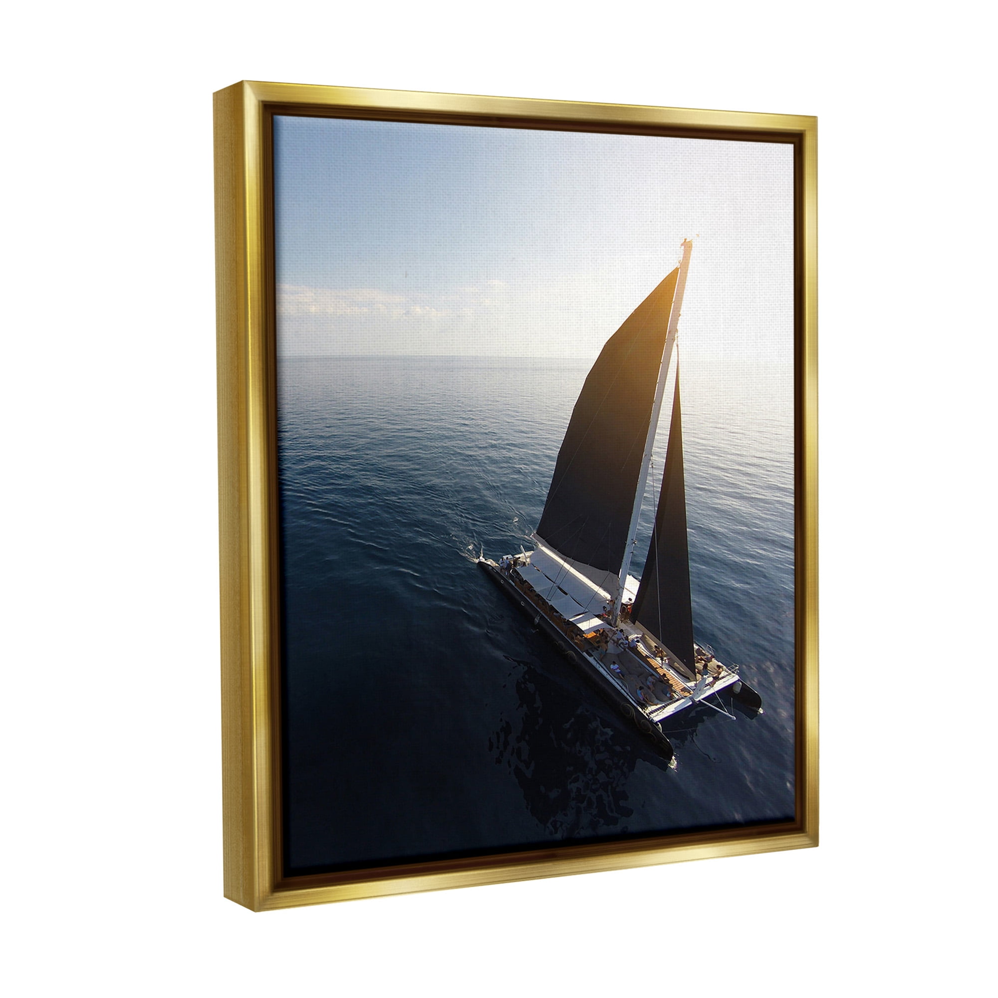 Stupell Industries Nautical Barge Photography Transportation Photography Gold Floater Framed Canvas Art Print Wall Art, 25 x 31