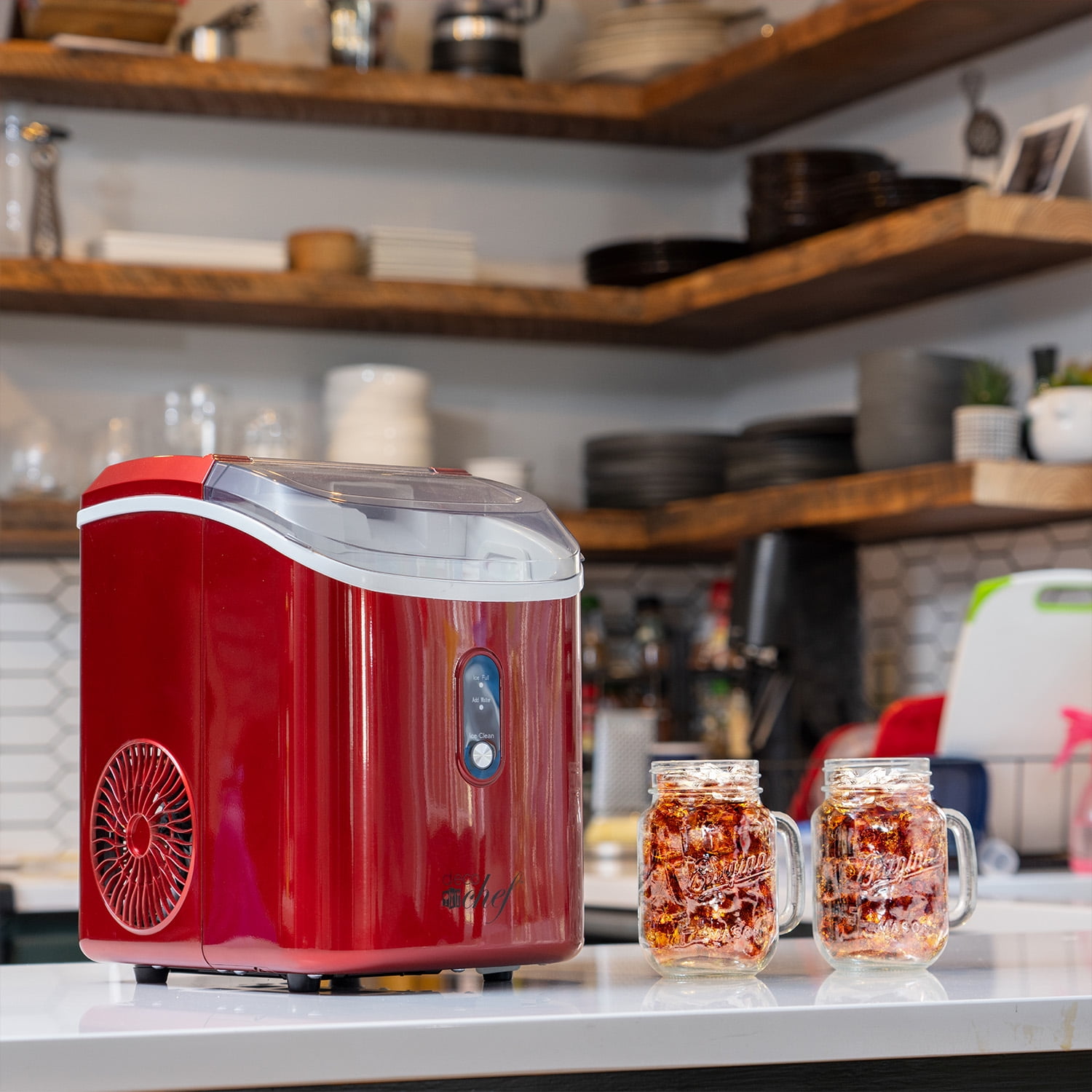 Deco Chef Countertop Ice Maker, 33LB per Day, 1-Click Auto Operation, Red