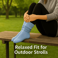thumbnail image 4 of Women's Extra Long Slouch Socks Knee High Cotton Blend Pack of 2 Shoe Size 5-10 Retro 80s Style (Light Blue), 4 of 11