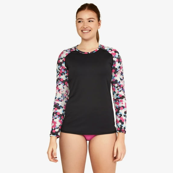 Speedo L/S Printed Rashguard Women's Color: Festival Fuchsia, Size: M