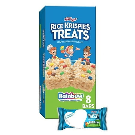 Rice Krispies Treats Marshmallow Snack Bars, Kids Snacks, Lunch Snacks, Rainbow, 5.6oz Box (8 Bars)