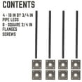 thumbnail image 3 of 3/4 In  X 18 In  Square Flange Pipe Table Legs - 4 Pack, 3 of 10