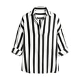 thumbnail image 5 of Rexolia Women's Striped Button Down Shirt Regular Fit Long Sleeve Business Casual Black L, 5 of 6