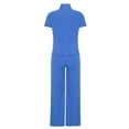 thumbnail image 3 of Idoravan Women Sets Clothing Clearance Women Casual Solid Slimming High Collar Short Sleeve Round-neck Blouses Sets, 3 of 5