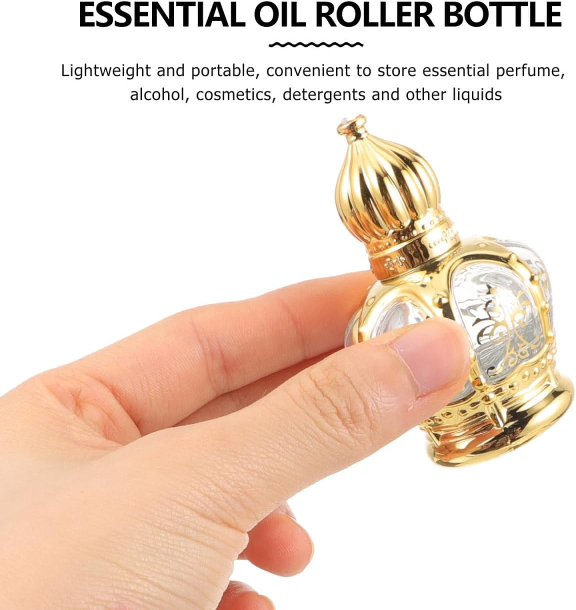 ABCISI Perfume Bottles Empty Vintage, 10 pcs Refillable Sample On Container, Middle Eastern Style Glass Roll on Bottles for Essential oils，10ml