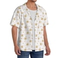 thumbnail image 2 of Rateoe Gold Snowflake Stripes Print Mens Front Pocket Hawaiian Shirts Casual Shirts Short Sleeve Button Down Beach Tropical Shirts-Large, 2 of 5