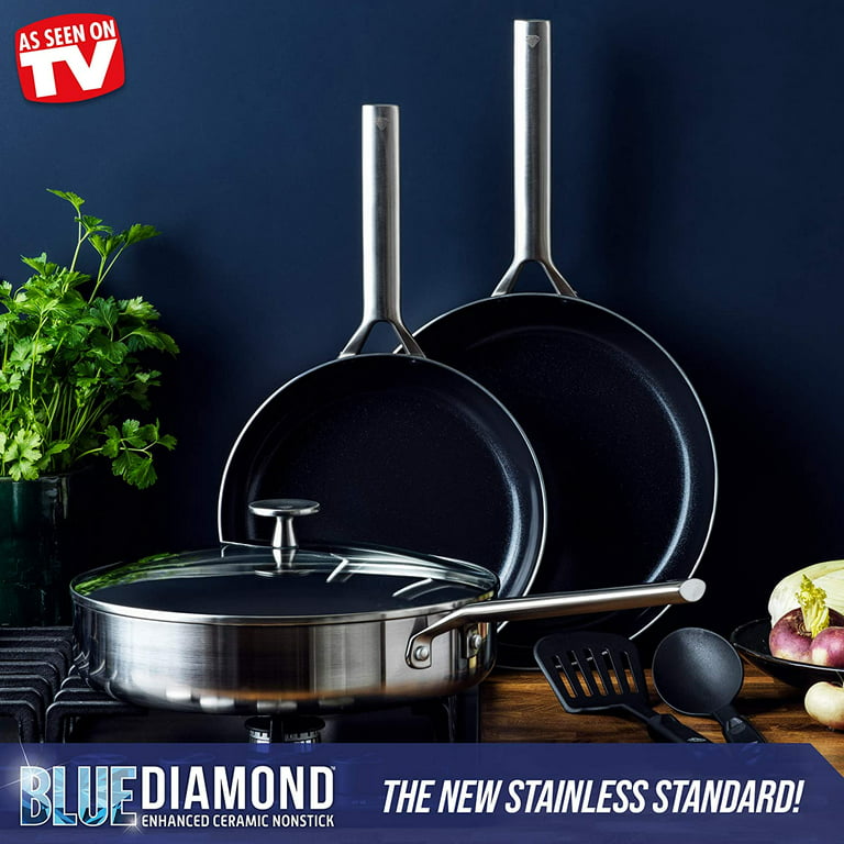 Blue Diamond Cookware Diamond Infused Ceramic Nonstick, 14 Piece Cookware  Pots and Pans Set, PFAS-Free, Dishwasher Safe, Oven Safe