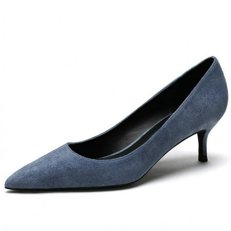 

YCNYCHCHY 2020 New Kid Suede Leather Med Heels Pointed Toe Women Pumps Concise Luxury Elegant Office Lady Wedding Spring Shoes
