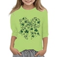 thumbnail image 1 of LUOGENLI T-Shirt pour Filles T-Shirt Graphique pour Filles Jour de la Saint-Patrick à la Mode Polyvalent Col Rond Manches 3/4 T-Shirt Décontracté Ensemble Maxi Tops Vacances Vert Clair 4-5 Ans, 1 of 4