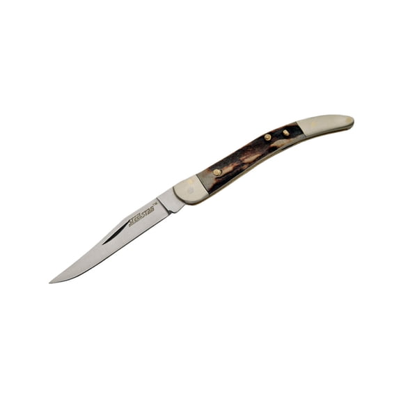 SZCO 3 Inch Stag Toothpick Folding Knife Stainless Steel Blade Classic Pocket Knife Compact Everyday Carry Utility Folder