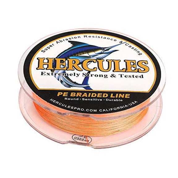 HERCULES Super Cast 500M 547 Yards Braided Fishing Line 30 LB Test for Saltwater Freshwater PE Braid Fish Lines Superline 8 Strands - Orange, 30LB (13.6KG), 0.28MM