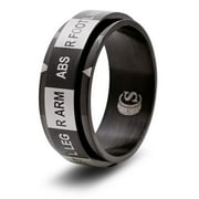 CritSuccess Hit Location Dice Ring Body Parts Spinner (Size 10 - Stainless Steel - Black)