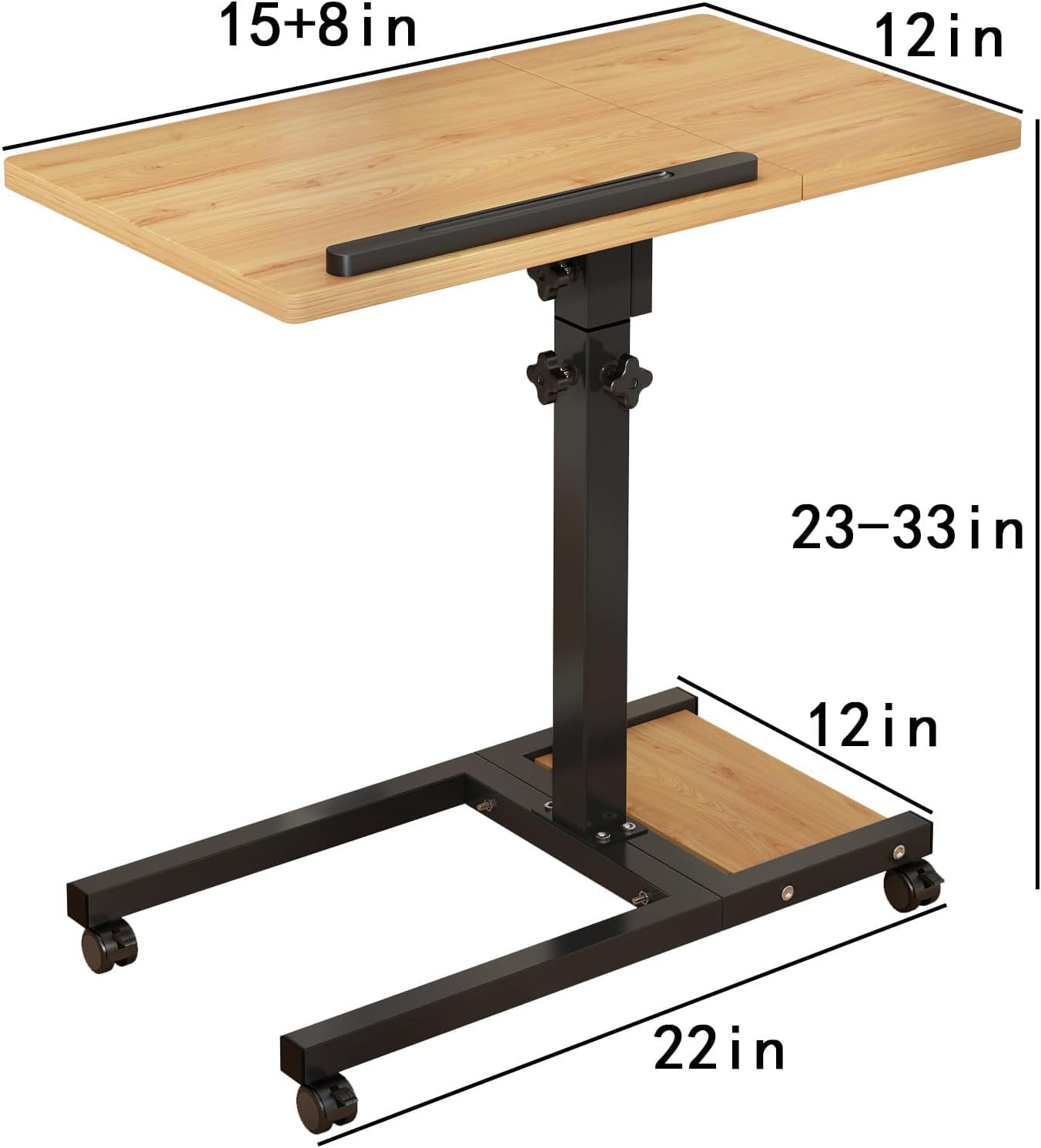 Mobile Adjustable Height Laptop Stand PC Computer Portable Notebook Swivel Laptop Desk Rolling Table Desk Cart Tiltable with Wheels Casters& Mouse Pad Table