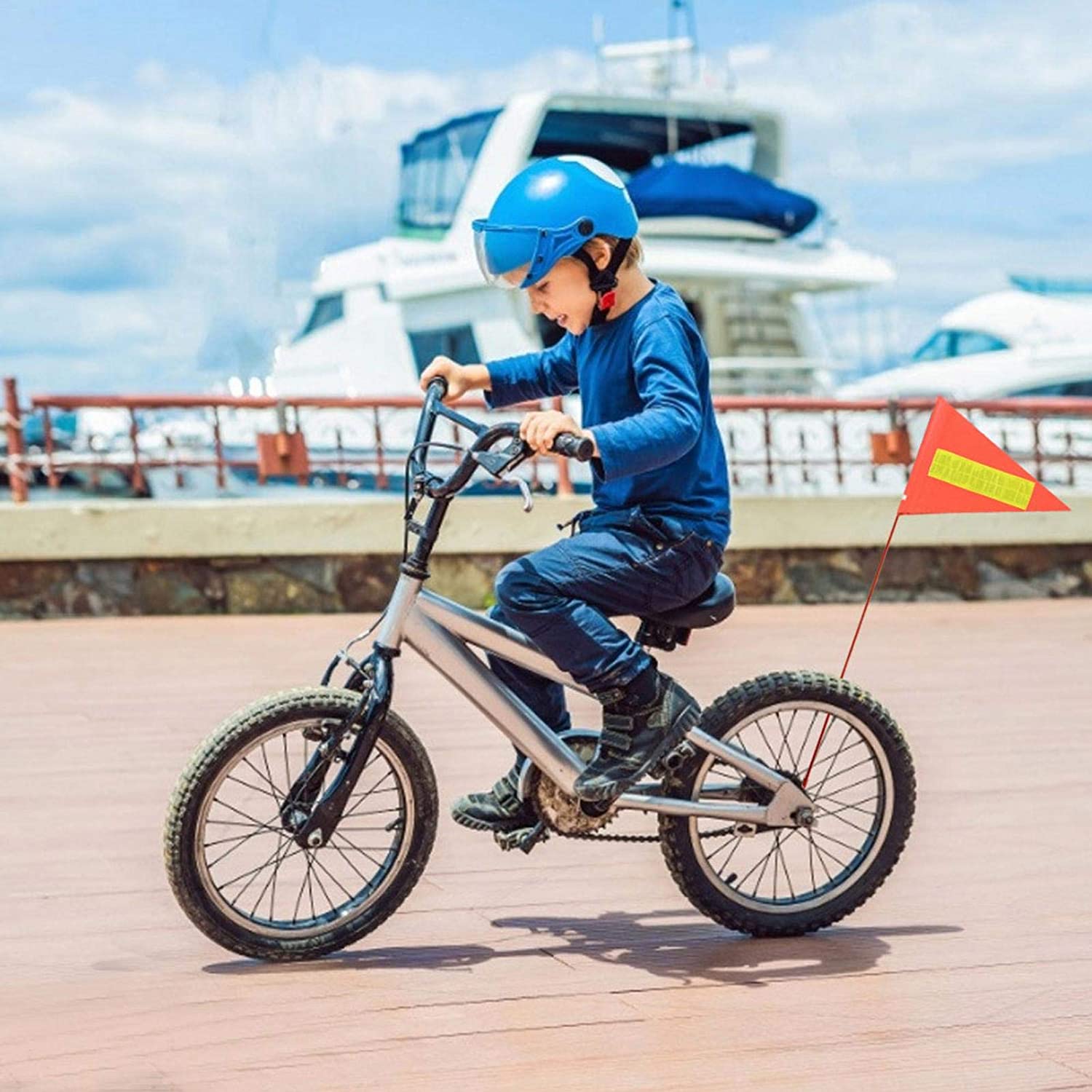 Drapeau Sécurité Vélo – Hauteur 1,8 M – Fibre De Verre – 3 Sections – Triangle Imperméable – Pour Enfant Et Adulte