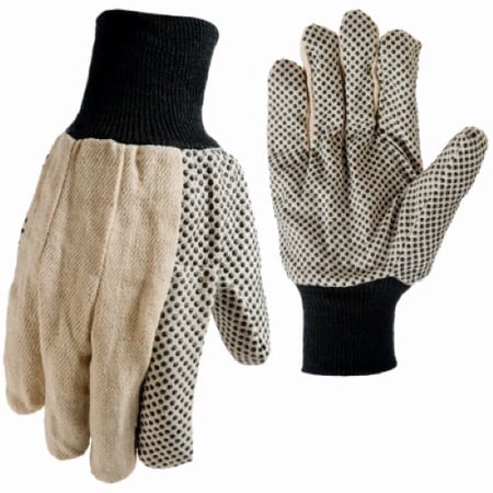 Tru-Guard 9162-26 Pair Of Medium White Cotton Canvass Gloves With Gripper Dots - Quantity of 36