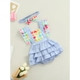 thumbnail image 3 of Qiylii Baby Toddlers Girls Valentine's Day Romper Ruffle Sleeve Square Neck Heart Bodysuit Headband, 3 of 8