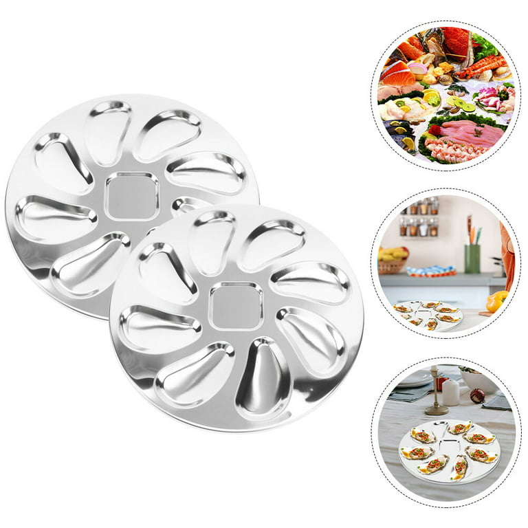 Jinyi Oyster Grill Pan Stainless Steel Oyster Plate Oyster Serving Tray For  Home Restaurant Bbq (1pc, Silver)