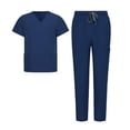 thumbnail image 2 of Conjunto de uniforme médico para mujer y hombre, ropa de trabajo moderna y transpirable para enfermeras y salones de belleza. Azul marino, 2 of 9