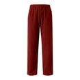 thumbnail image 4 of Fesfesfes Boys Corduroy Pants Elastic Waist Drawstring Casual Trousers Kids Solid Color Pants Loose Fit Comfortable Playwear for Children Daily Wear Trendy Outfit(Wine,5-6 Years), 4 of 7