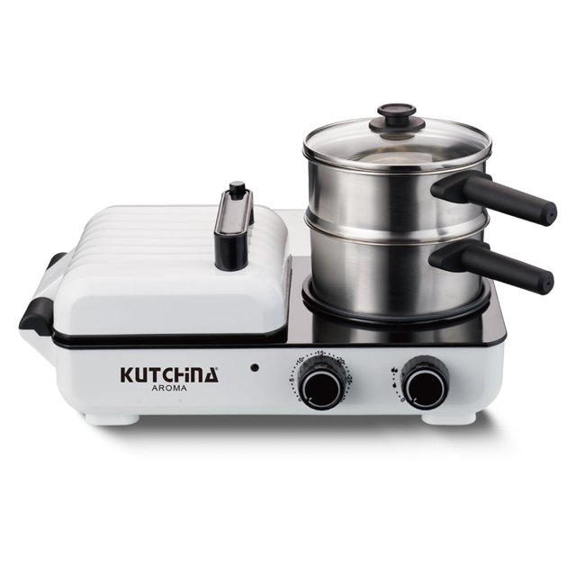 Stainless Steel Aroma Breakfast Maker Machine 5 In 1 - White, 1200 Watts, Non Stick | Multifunctional Sandwich Maker - Idli Maker, Egg Boiler, Dhokla Maker With Steamer, Momo Steamer
