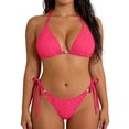 thumbnail image 6 of Womens Thong Bikini Sets String Halter Two Piece Swimsuit Cheeky Solid Color Bathing Suit Hot Pink 3XL(3XL), 6 of 8