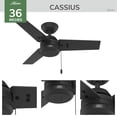 thumbnail image 4 of Hunter 36 inch Cassius Matte Black Damp Rated Ceiling Fan and Pull Chain, 4 of 15