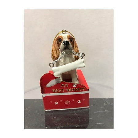 E&S Pets My Best Buddy Cavalier King Charles with Bone Christmas Ornament