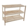 thumbnail image 2 of Lavish Home 3-Tier Wooden Shoe Rack Organizer - 25"x18.75" Sturdy Shoe Shelf Organizer Holds 9 Pairs, (Light Oak), 2 of 4