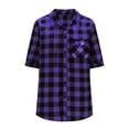thumbnail image 5 of qucoqpe Mens Flannel Shirt Short Sleeve Lapel Plaid Shirts Casual Button Down Jacket, 5 of 7