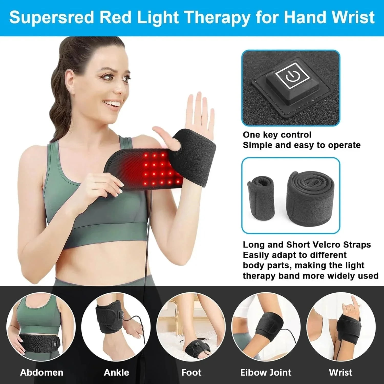 Golikin 2026 New 3 in 1 Wrist Heating Pad, Wrap for Carpal Tunnel, with Heat & Massage, with 48 LEDs, Wrist Brace & Hands Wrap Pad for Knee Ankle Foot Joint, Just 15 Minutes A Day(1pcs)