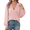 Pink, variant on Fantaslook Deep V Neck Womens Tops Fall Long Puff Sleeve Shirts Dressy Casual Tunic Blouses