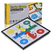 Quadpro Magnetic Ludo Board Game Set with Folding Board Classic Travel Games for Kids and Adults