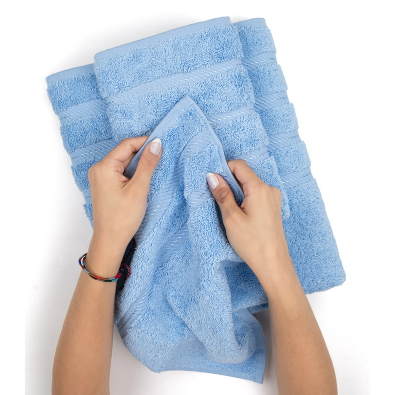 American Soft Linen Luxury 6 Piece Towel Set, 2 Bath Towels 2 Hand Towels 2  Washcloths, 100% Turkish Cotton Towels for Bathroom, Aqua Blue Towel Sets