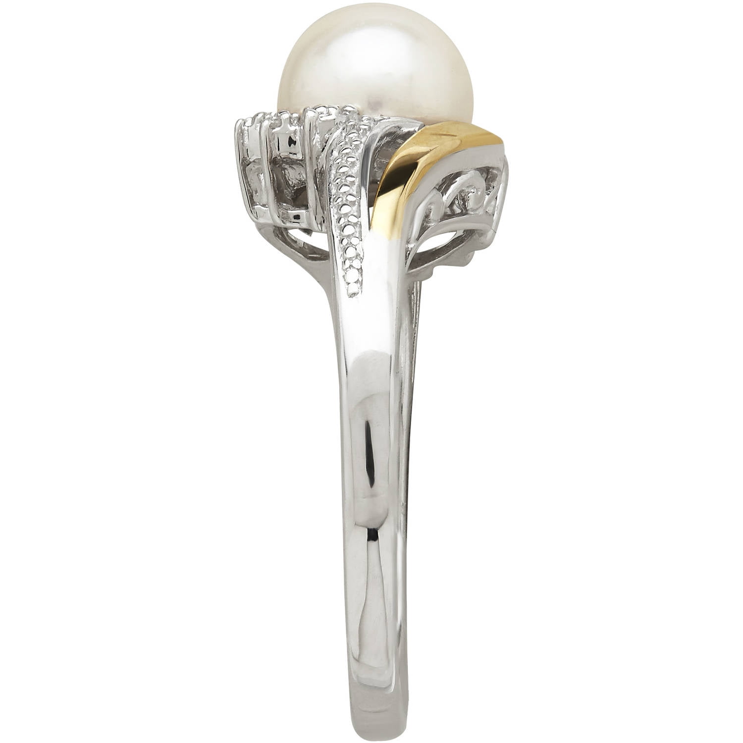 Brilliance Fine Jewelry Freshwater Pearl Diamond Accent Ring in