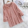 thumbnail image 2 of HAPIMO Womens Sweatshirt Long Sleeve Solid Color Sweatshirt Casual Warm Hooded Plush Pullover Tops Plus Fleece Womens Fall Fashion Clothes Pink XL, 2 of 8