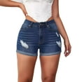 thumbnail image 4 of LYMAYTER Women Jeans Shorts Stretchy Folded Denim Shorts High Waisted Versatile Jeans Shorts for Women S-2XL, 4 of 8