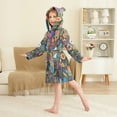 thumbnail image 4 of FORMRS Niños Bathrobe Unisex Hooded Robe Soft Plush Pajamas Sleepwear, Size 2-3T, Blue Colorful Flowers, 4 of 7