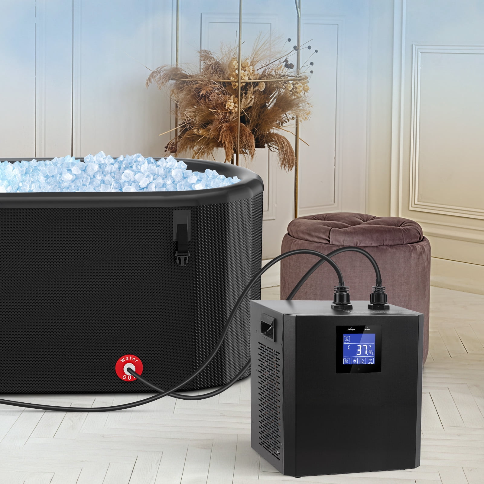 87 Gallon Ice Bath Chiller, 1/3HP Ice Bath Water Chiller for Cold Plunge Tub, Water Chiller System with LED Display, Water Pump, Remote Control, Pipe, for Fish Tank Household